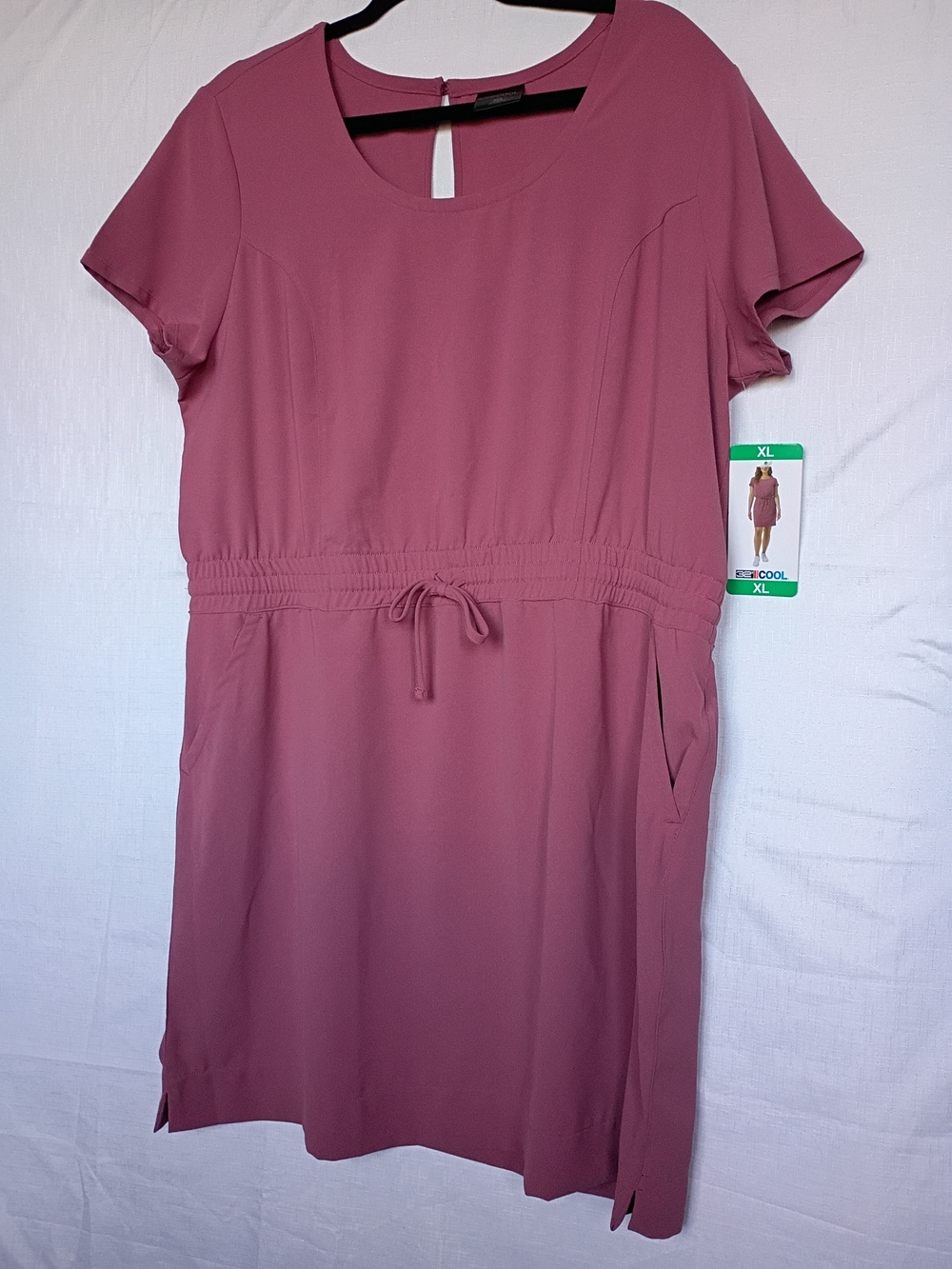 32 Degrees Drawstring Waist Short Sleeve Dress in Dusty Rose XL - Picture 4 of 11